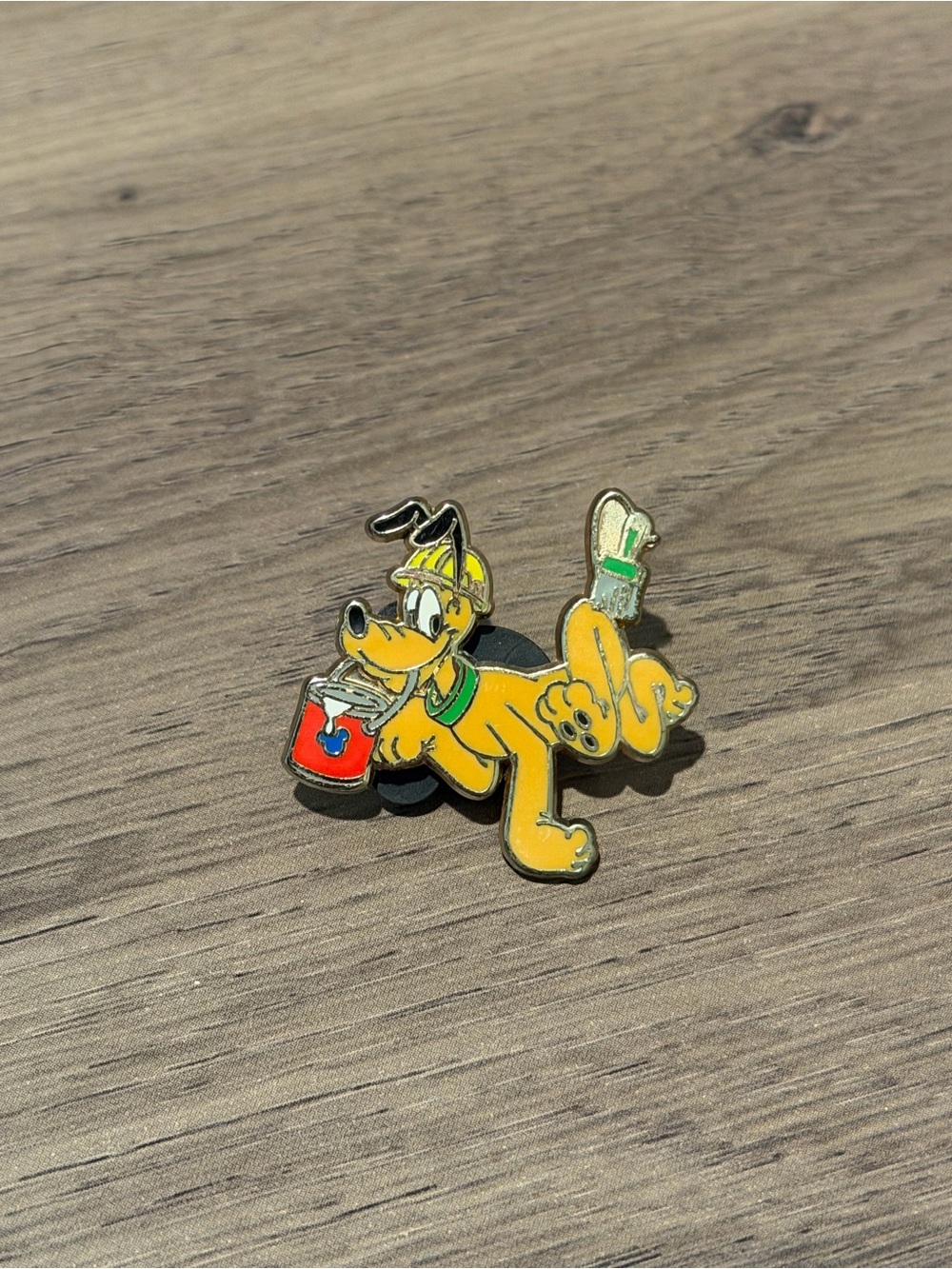 ⭐️3/$15⭐️  Pluto Yellow Enamel Pin with Red Paint Can Accent